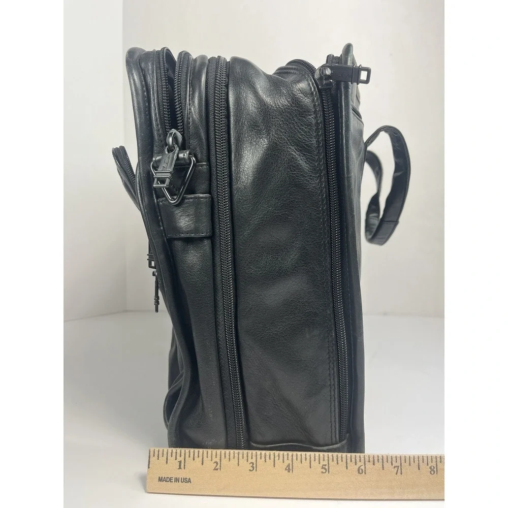 TUMI Black Leather Laptop Messenger Bag 17